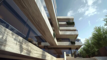 Fototapeta premium Contemporary Architectural Design Showcasing Modern Aesthetics and Natural Elements