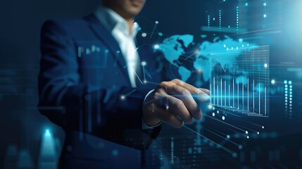 Fototapeta premium Embracing Data with Innovation: A Business Professional Analyzing Trends