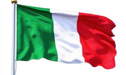 Italian flag waving outdoors, clear sky background, patriotic symbol, website header