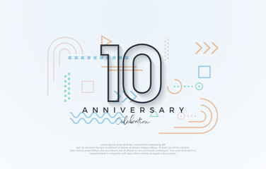 simple design 10th anniversary. with a simple line premium design. Premium vector for poster, banner, celebration greeting.