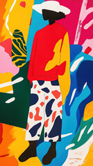 Vibrant Abstract Figure in Bold Colors and Shapes - A Striking Modern Art Piece