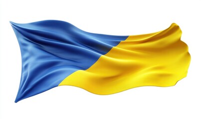 Obraz premium Waving Ukrainian flag, isolated white background, patriotism, website banner