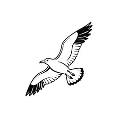 Soaring Bird Silhouette with Outstretched Wings – Minimal Vector Art