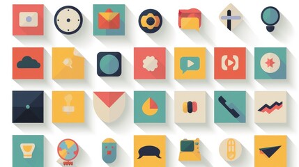 Colorful Collection of Abstract Icons with Modern Design Elements