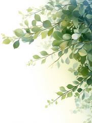 Obraz premium Green leaves watercolor hand-painted decorative elements