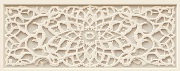 Intricate ornamental plasterwork panel features star and vine designs