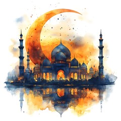 Eid ul adha poster design and Islamic Mosques illustration.