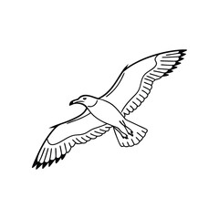 Soaring Bird Silhouette with Outstretched Wings – Minimal Vector Art