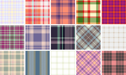 Classic checkered plaid set, offering versatile geometric patterns for shirts, clothes, and textile materials with a British-inspired aesthetic.
