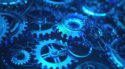 Interlocking Gears in a Deep Blue Hue