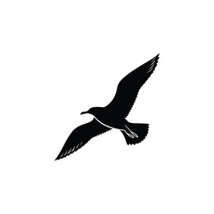 Soaring Bird Silhouette with Outstretched Wings – Minimal Vector Art
