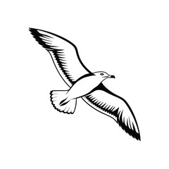 Obraz premium Soaring Bird Silhouette with Outstretched Wings – Minimal Vector Art
