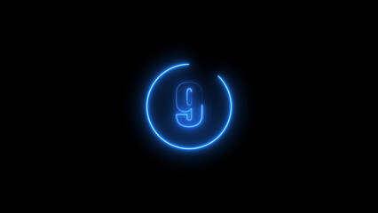 neon glowing "09" text illustration on neon circle