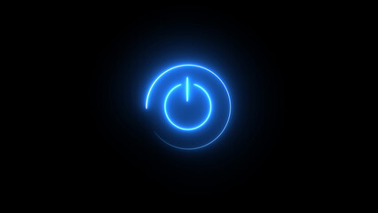 neon line glowing power button icon illustration concept