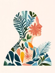 Wellness Concept Blending Mindfulness Breaks with Physical Self Care in Flat Design
