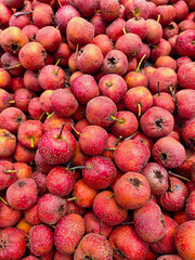 Close up of Red Hawthorn Berries sale in supermarket