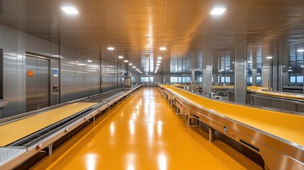 Factory conveyor belt system, food processing plant