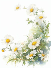 Fototapeta premium Daisy watercolor hand-painted decorative elements