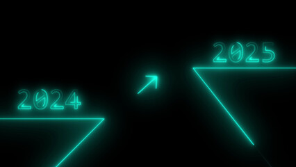 neon glowing year change 2024 to 2025 illustration concept
