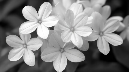 Obraz premium Monochrome floral bouquet, garden setting, dark background, print design