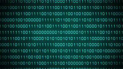 Abstract green binary code on black. Changing program code from zero and one. Futuristic...