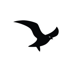 Soaring Bird Silhouette with Outstretched Wings – Minimal Vector Art
