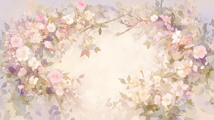 Watercolor hand-painted decorative flowers elements