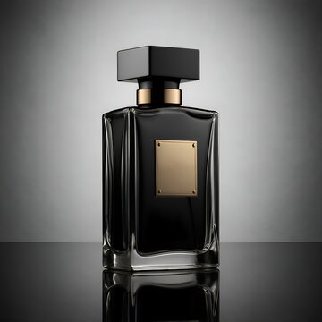 A luxurious perfume bottle with blank label for logo mockup or branding 
