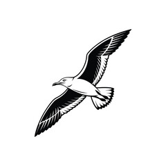 Soaring Bird Silhouette with Outstretched Wings &ndash; Minimal Vector Art