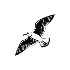 Soaring Bird Silhouette with Outstretched Wings &ndash; Minimal Vector Art