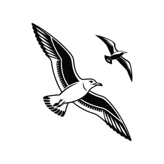 Soaring Bird Silhouette with Outstretched Wings &ndash; Minimal Vector Art