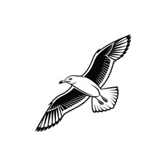 Obraz premium Soaring Bird Silhouette with Outstretched Wings – Minimal Vector Art