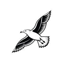 Fototapeta premium Soaring Bird Silhouette with Outstretched Wings – Minimal Vector Art