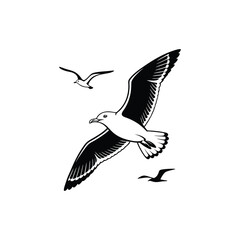 Soaring Bird Silhouette with Outstretched Wings &ndash; Minimal Vector Art