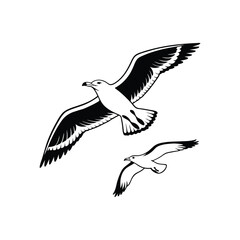 Soaring Bird Silhouette with Outstretched Wings – Minimal Vector Art
