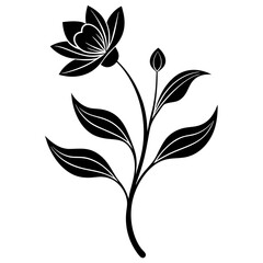 A curved flower stem silhouette vector illustration