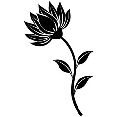 A curved flower stem silhouette vector illustration