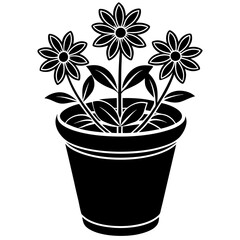 A flowerpot silhouette vector illustration