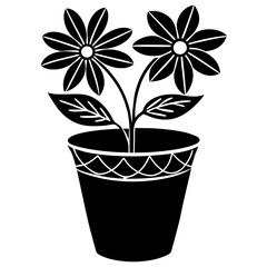 A flowerpot silhouette vector illustration