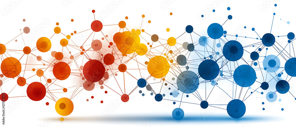 Poster dynamic network visualization digital space infographic design abstract environment bird's eye view 