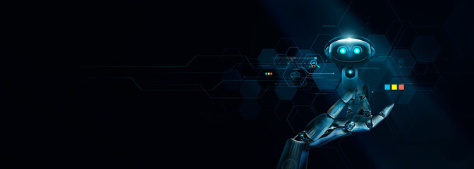  AI, Futuristic technology and artificial intelligence. Machine learning, Developing and...