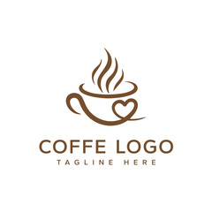 simple cup love coffee logo dsign