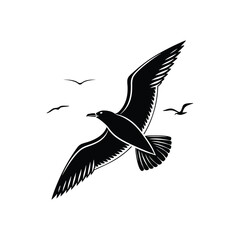 Soaring Bird Silhouette with Outstretched Wings &ndash; Minimal Vector Art