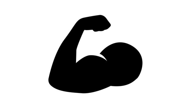 Muscle icon animation flexing muscles exercise illustration white background.