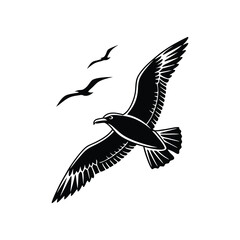 Soaring Bird Silhouette with Outstretched Wings &ndash; Minimal Vector Art