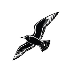 Soaring Bird Silhouette with Outstretched Wings – Minimal Vector Art
