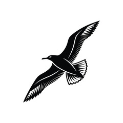 Fototapeta premium Soaring Bird Silhouette with Outstretched Wings – Minimal Vector Art