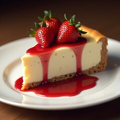 Cheesecake with Fresh Strawberries and Sauce