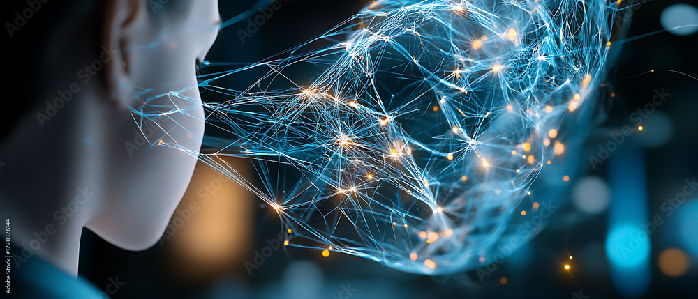 Poster neural connectivity visualization exploring artificial intelligence dynamics digital space infograph