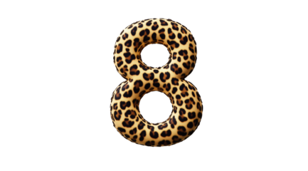 8 March, International Women's Day, figure eight leopard print, close up, created with Generative AI technology, PNG